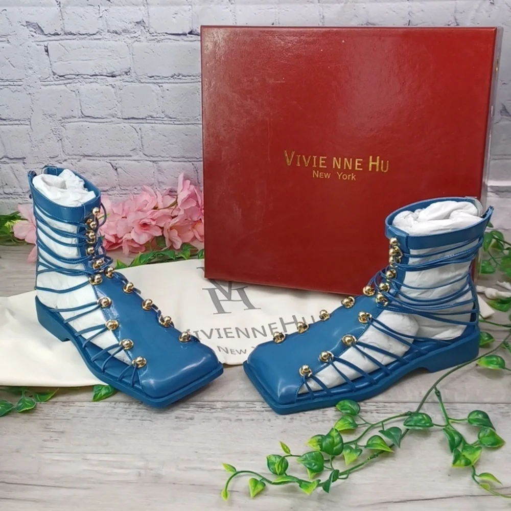 Vivienne Hu VHNY Studded Leather Cage Sandals NIB